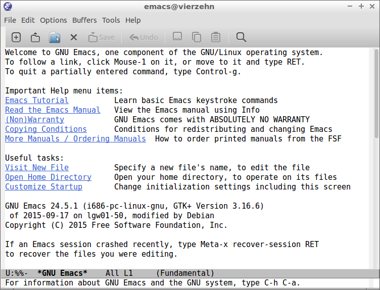 Emacs Startbildschirm